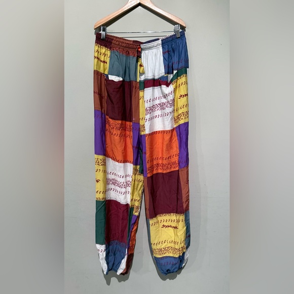 Earthbound Trading Company Boho Multicolor Pants Elastic Waist Women XL Unisex - Picture 2 of 6